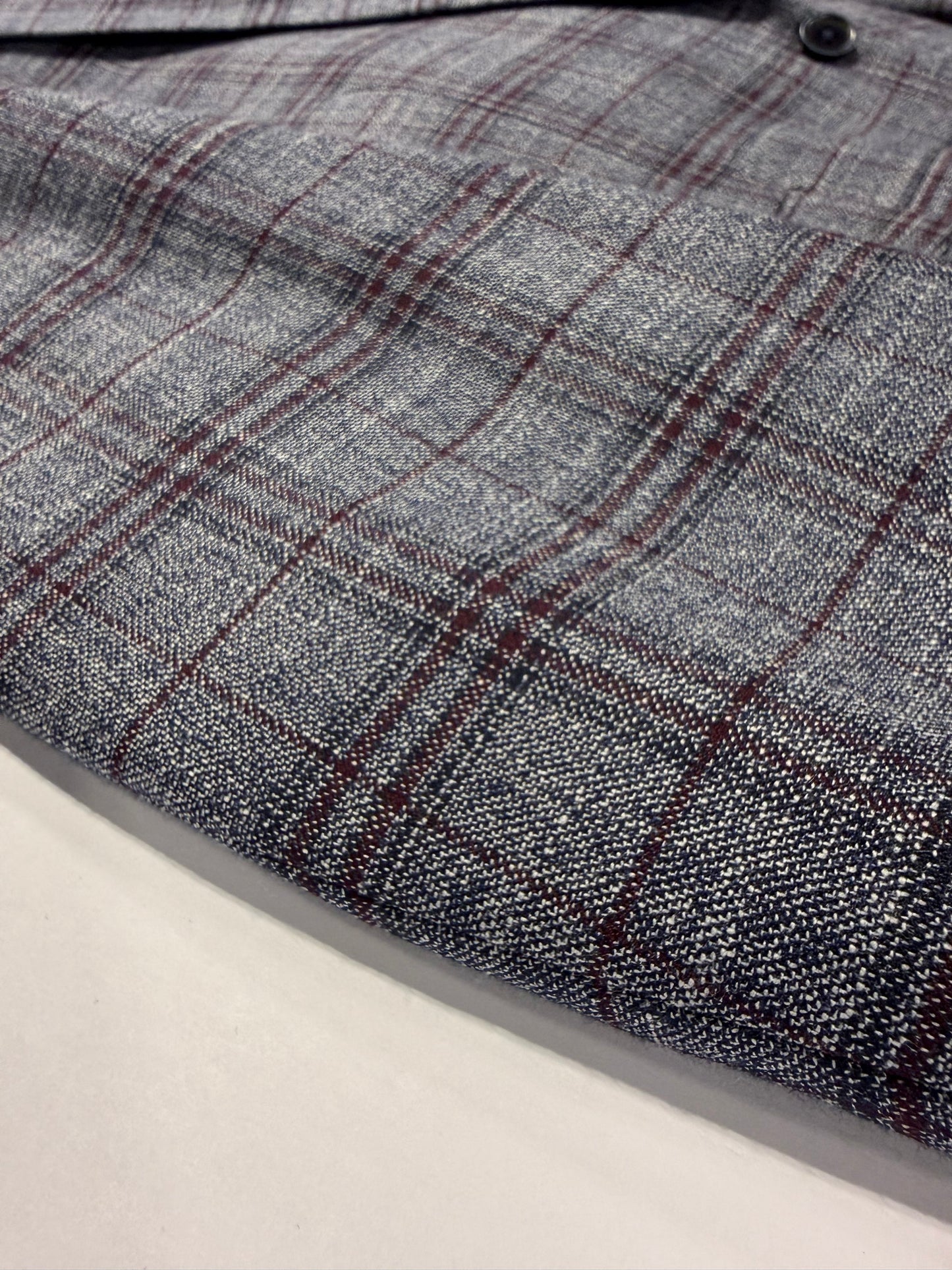 Manchester and Tailor Slim Fit Grey and Burgundy Plaid Suit