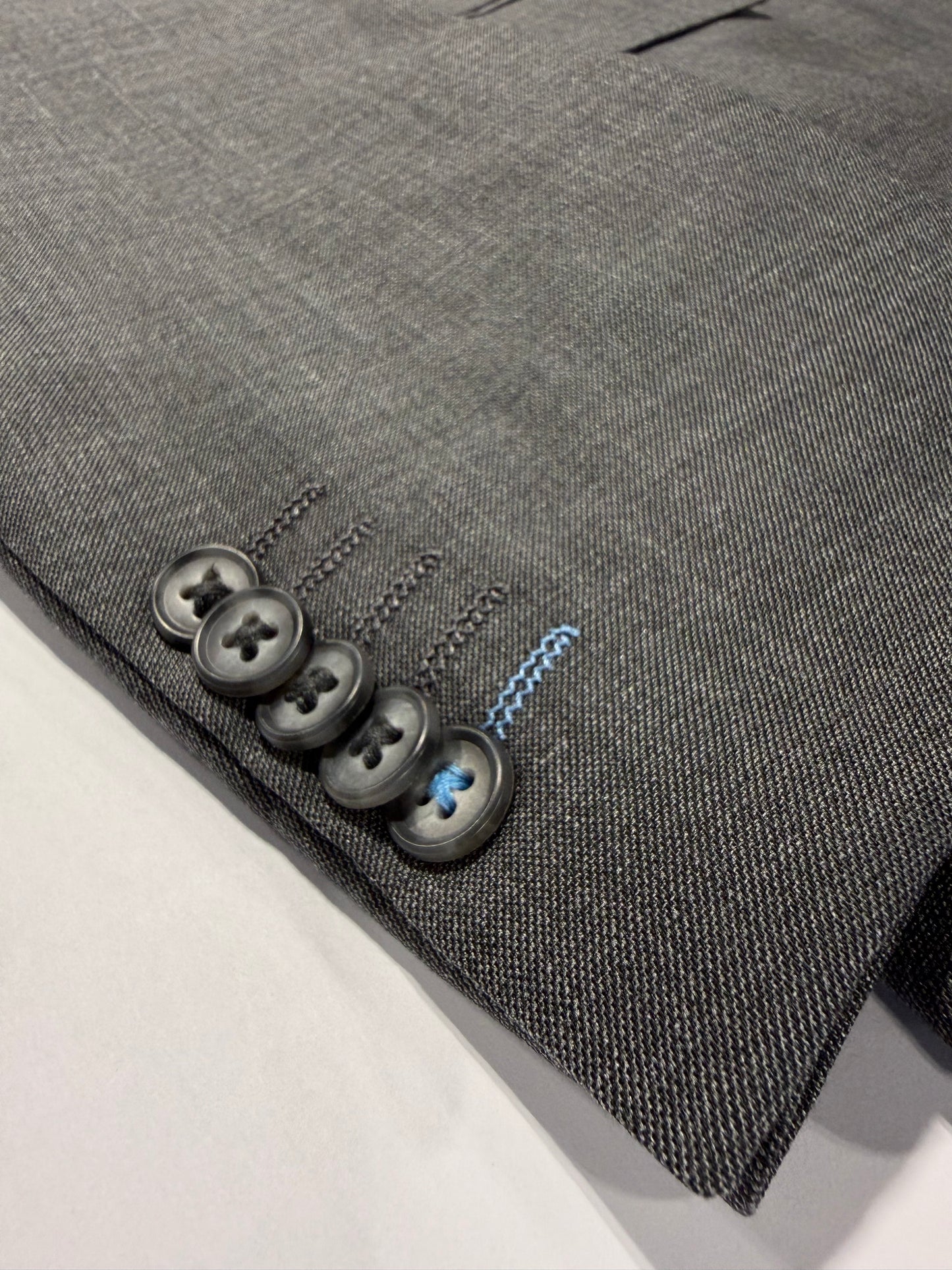 English Laundry Charcoal Grey Sharkskin Notch Lapel Slim Fit Suit