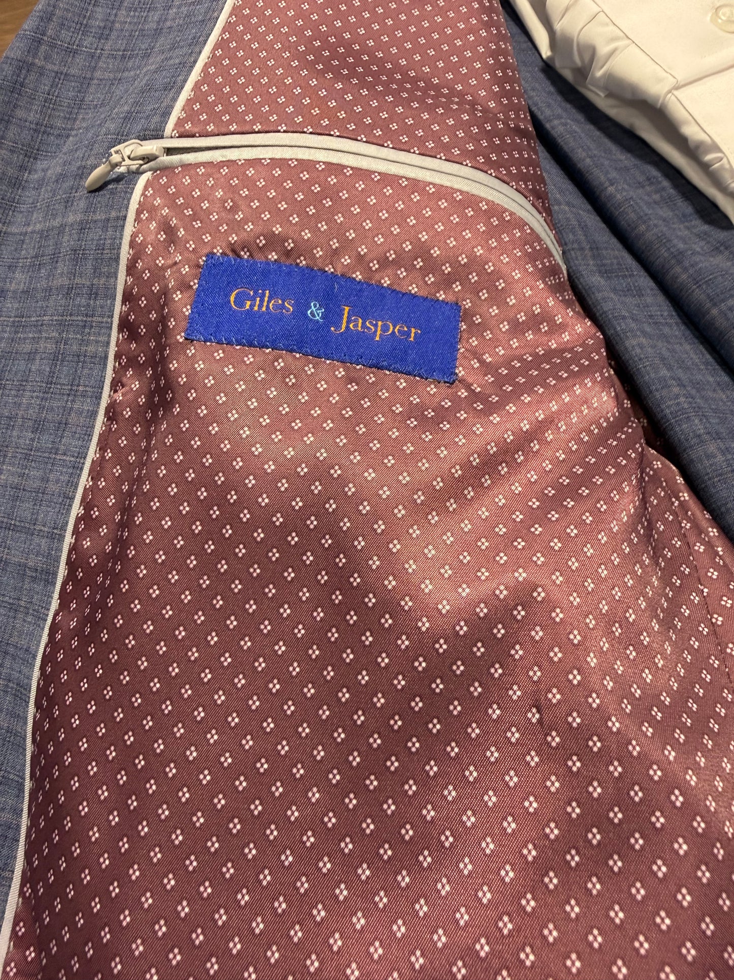 Giles and Jasper Blue and Pink Check Modern Fit Suit