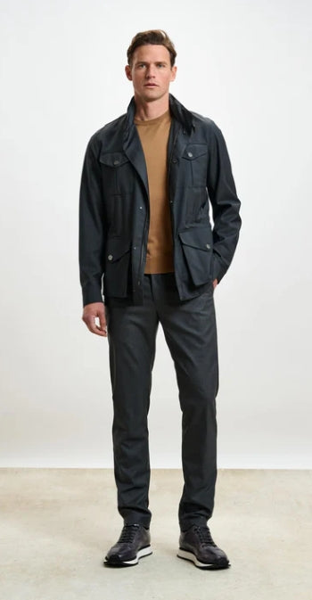 Scabal Dark Grey Dartmoor Tech Field Jacket Coming Soon