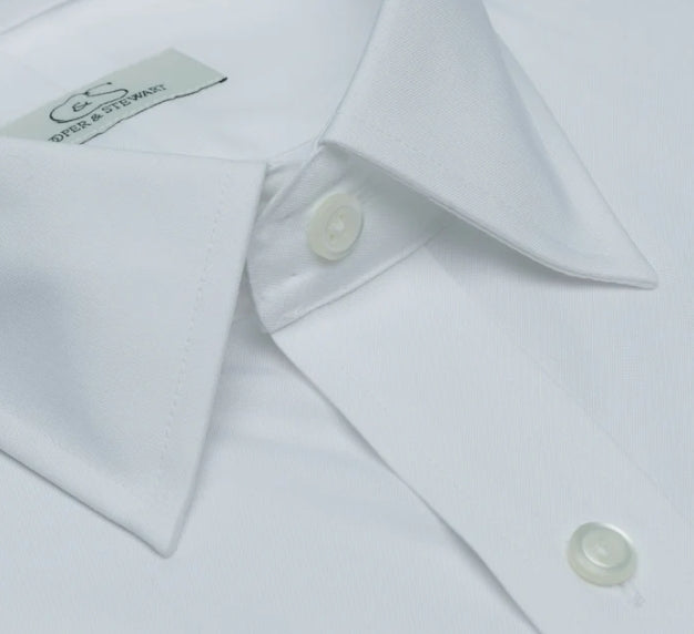 Cooper and Stewart 100% Cotton Non-iron White Spread Collar Dress Shirt