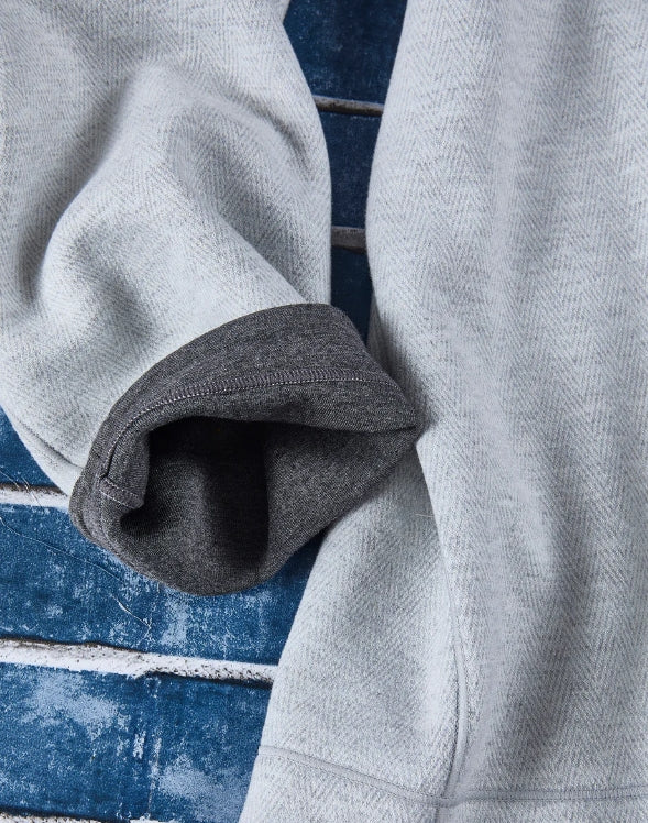 Nicoby Light Grey Herringbone/Medium Grey Solid Chevron Reversible QTR Zip with Suede Placket