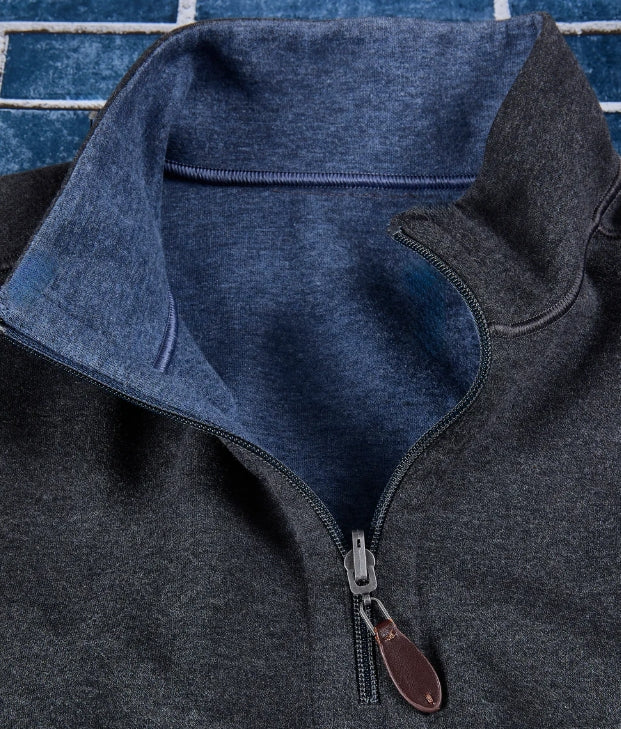 Nicoby Solid Reversible Long Sleeve QTR Zip Charcoal/Blue