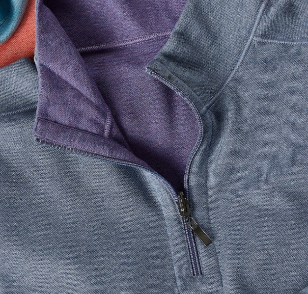 Nicoby Melange Texture Long Sleeve Reversible Qtr Zip Grey/Purple