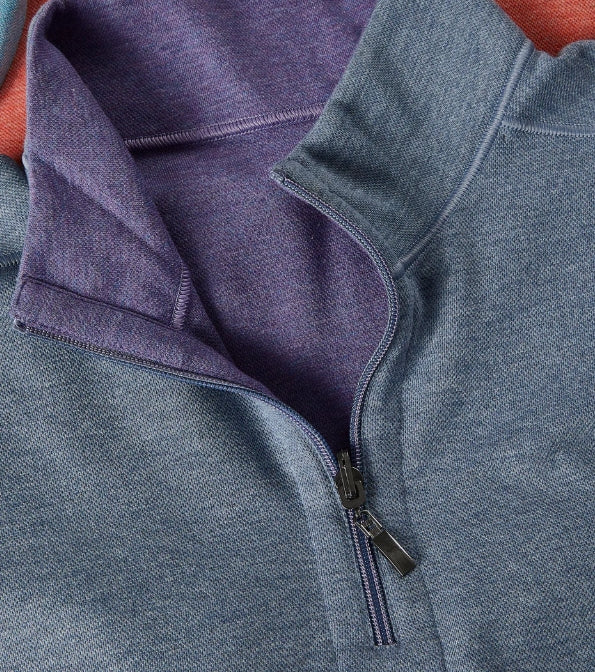 Nicoby Melange Texture Long Sleeve Reversible Qtr Zip Grey/Purple