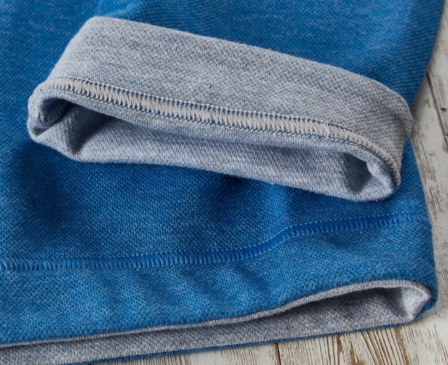 Nicoby Long Sleeve Melange Texture Reversible Qtr Zip Blue/Grey