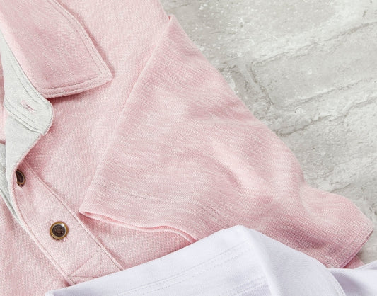 Nicoby Pink Short Sleeve Slub Polynosic Polo on clearance