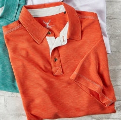 Nicoby Spicy Orange Short Sleeve Slub Polynosic Polo on clearance