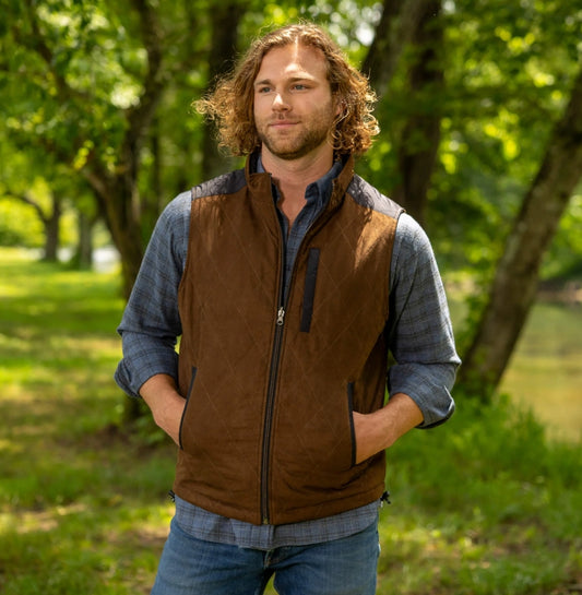 Madison Creek Brown and Black High Point Nylon and Microsuede Reversible Vest