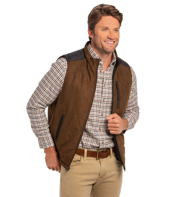 Madison Creek Brown and Black High Point Nylon and Microsuede Reversible Vest