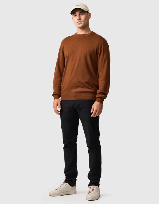 Rodd and Gunn Tobacco York Bay Merino Long Sleeve Knit Crew