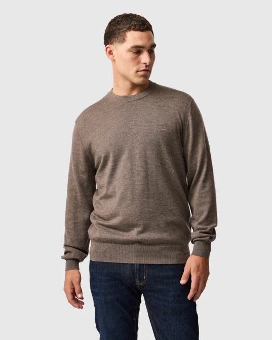 Rodd and Gunn Sable York Bay Merino Long Sleeve Crew Knit