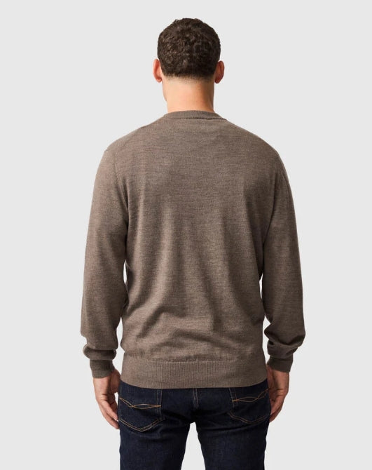 Rodd and Gunn Sable York Bay Merino Long Sleeve Crew Knit