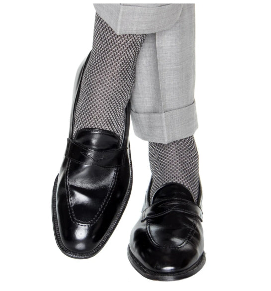 Dapper Classics Black and Ash Birdseye Sock