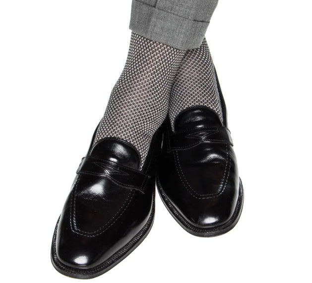Dapper Classics Black and Ash Birdseye Sock