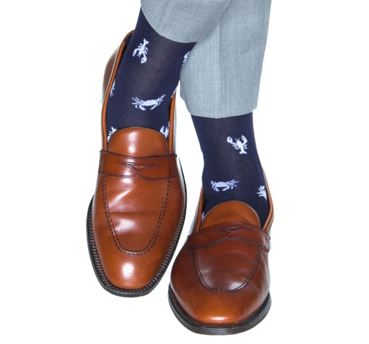 Dapper Classics Classic Navy White Lobster Sock