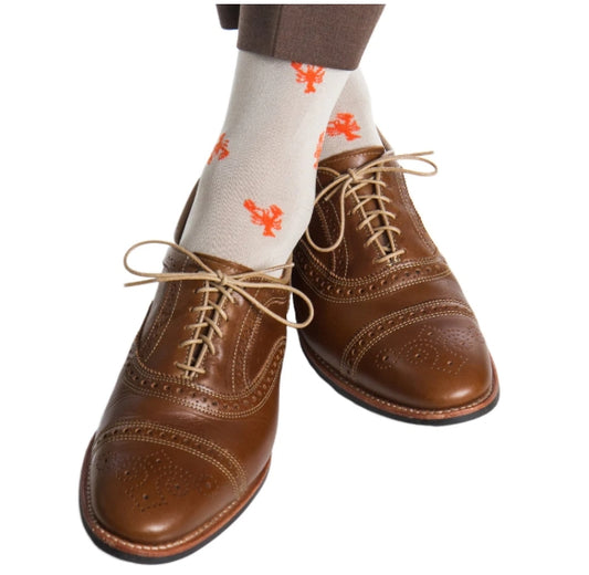 Dapper Classics Tan/Tigerlilly Orange Lobster Socks