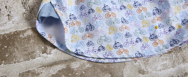 Nicoby Textured Short Sleeve Button up with Bicycles Stretch Printed Shirt