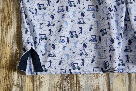 Nicoby Performance Print Polo with Golfers and Golf Cart
