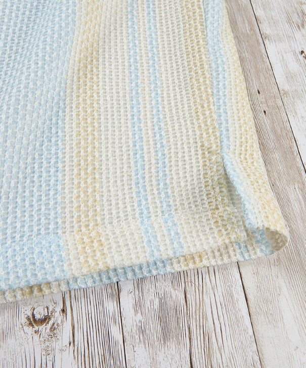 Nicoby Textured Blue and Yellow Stripe Camp Shirt