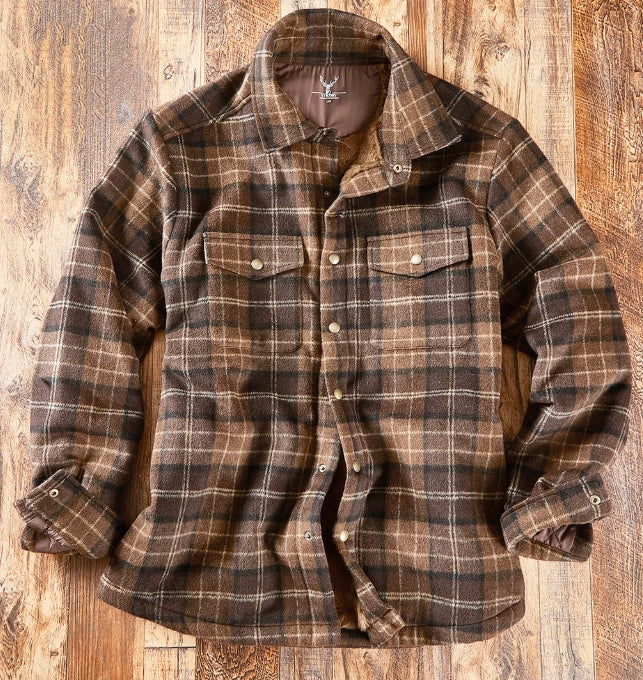 Nicoby Faux Sherpa Lined Flannel Shirt Jacket Mocha
