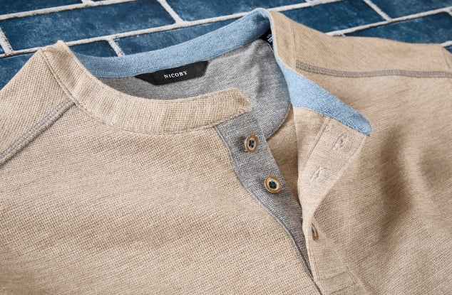 Nicoby Mini Waffle Henley Camel