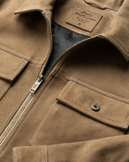 Rodd and Gunn Waitomo Caves Taupe Modern Fit Leather Jacket