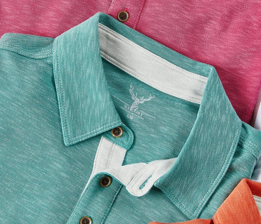 Nicoby Porcelain Green Short Sleeve Slub Polynosic Polo on clearance