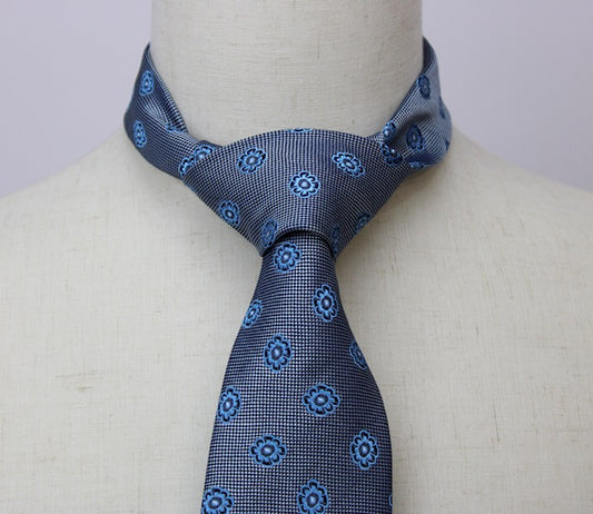 Polifroni Light Blue and Silver Floral Tie