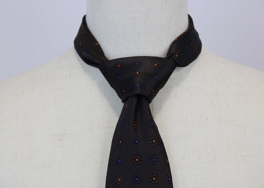 Geoff Nicholson Brown with Orange and Blue Floral All Silk Tie