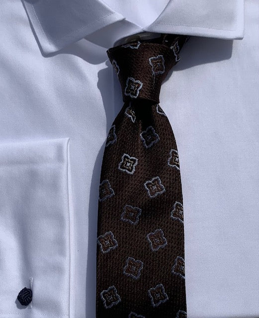 Bruno Marchesi Brown and Light Blue Floral Tie