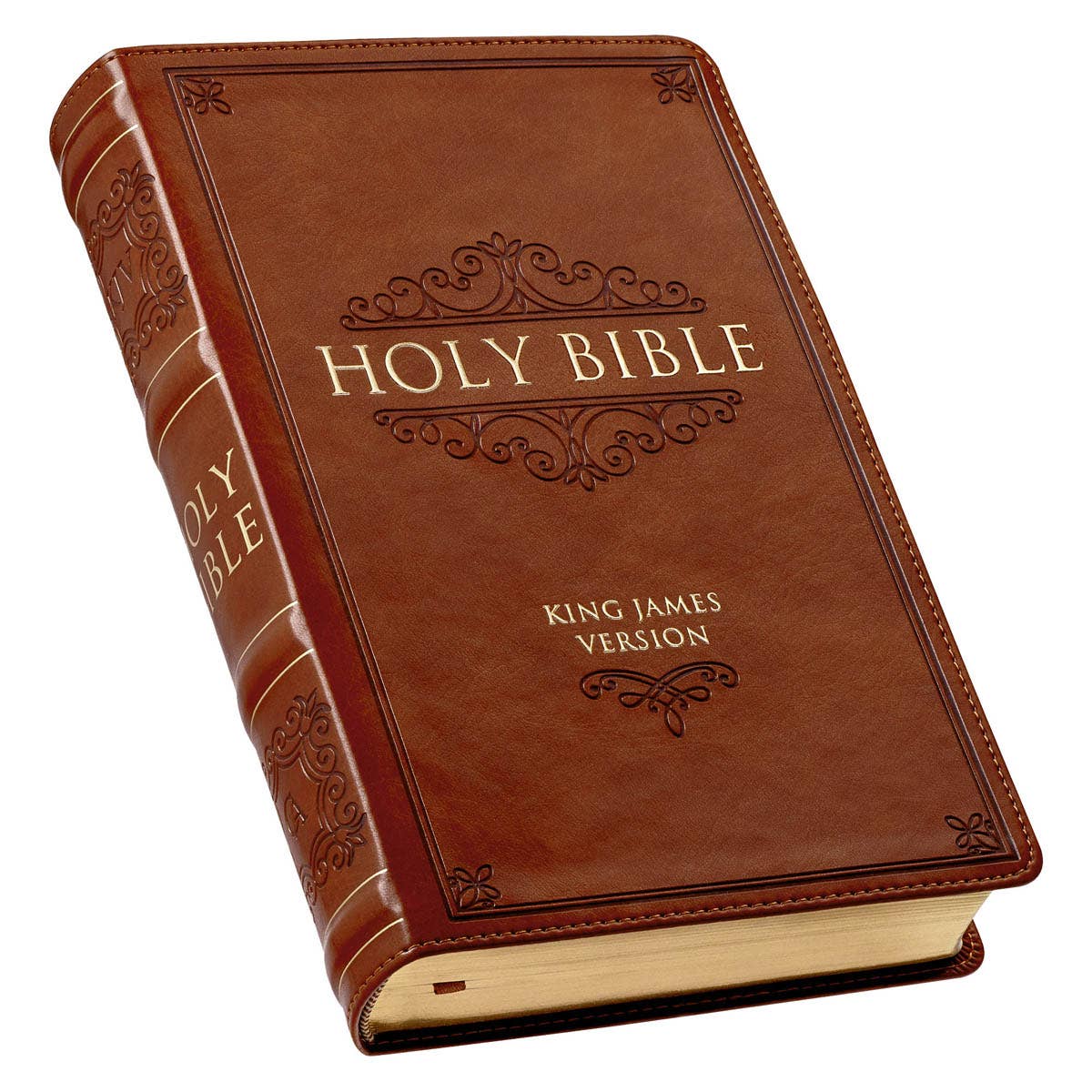 KJV Bible Giant Print Standard-size Faux Leather, Saddle Tan Book