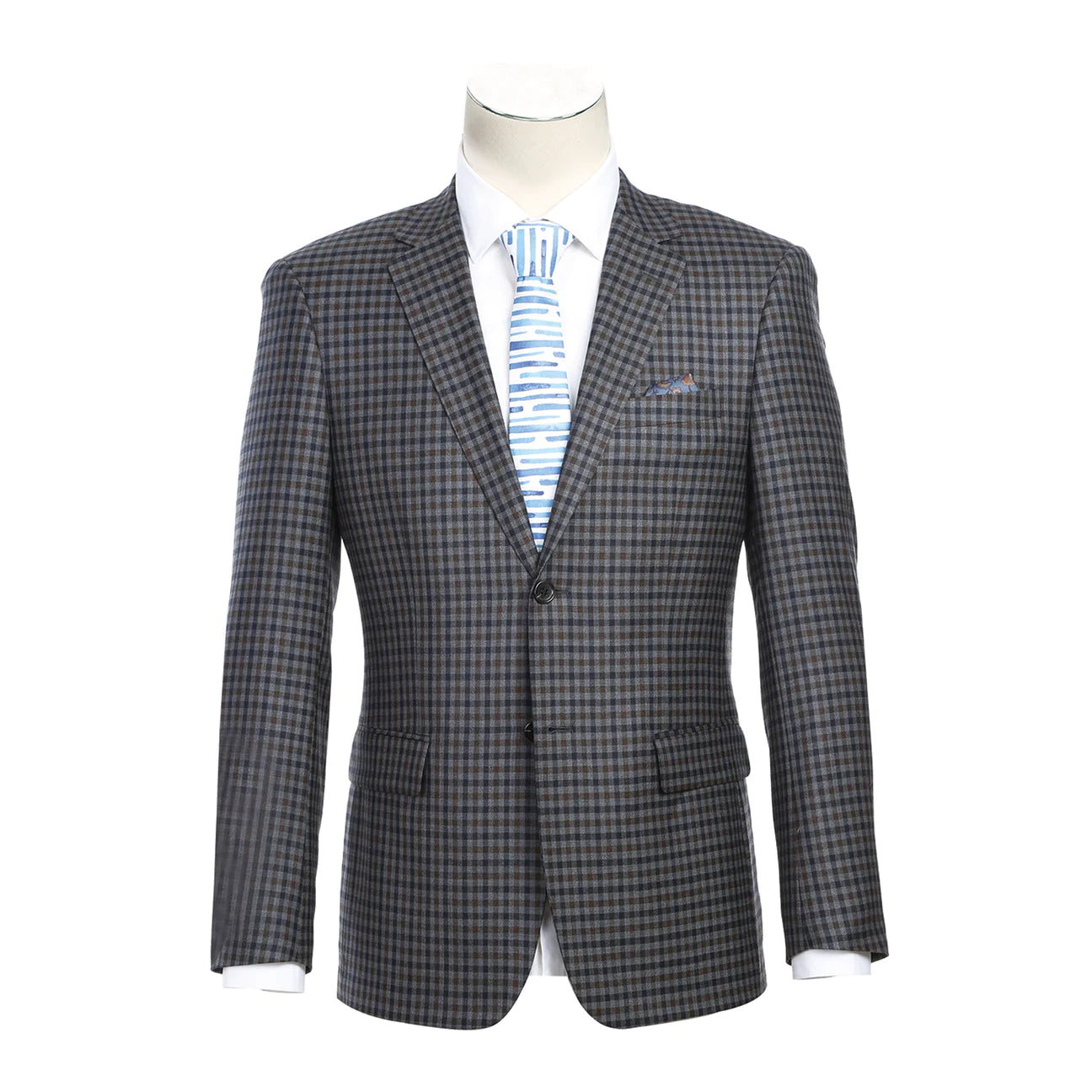 Renoir Grey/Navy/Taupe Check Slim Fit Sport Coat – The Total Gentleman