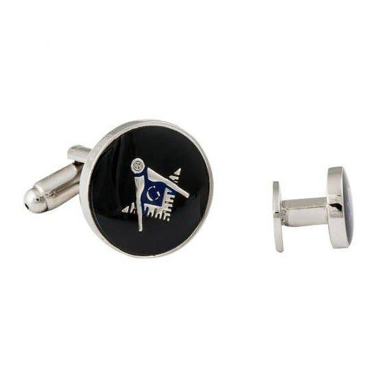 Freemason Masonic Cufflinks Studs Silver Black
