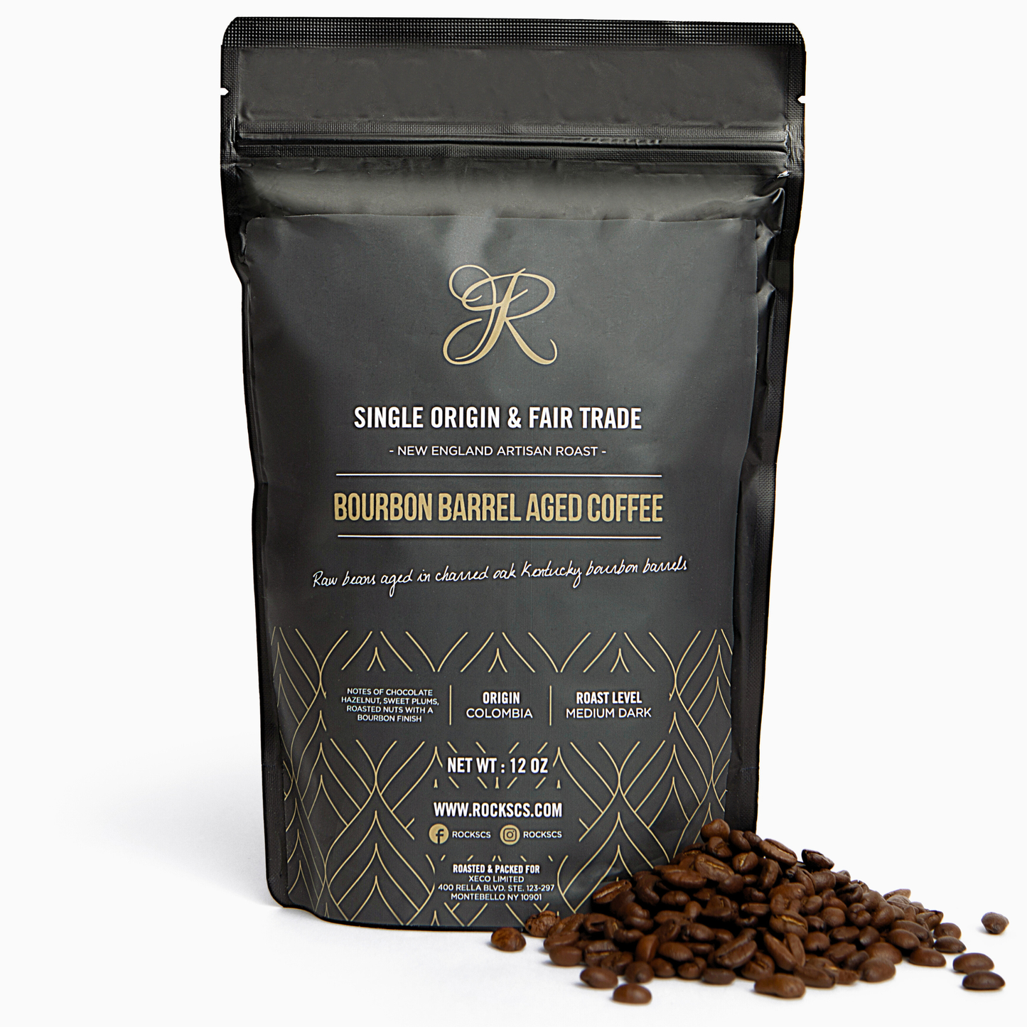 Bourbon Barrel Aged Coffee Beans - 12 Oz Bag