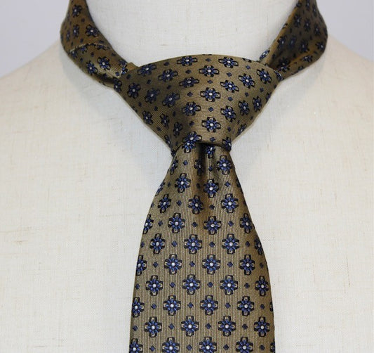Geoff Nicholson Gold and Navy Floral Tie