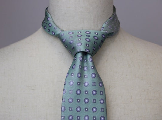 Geoff Nicholson Light Green and Silver Medallion Tie