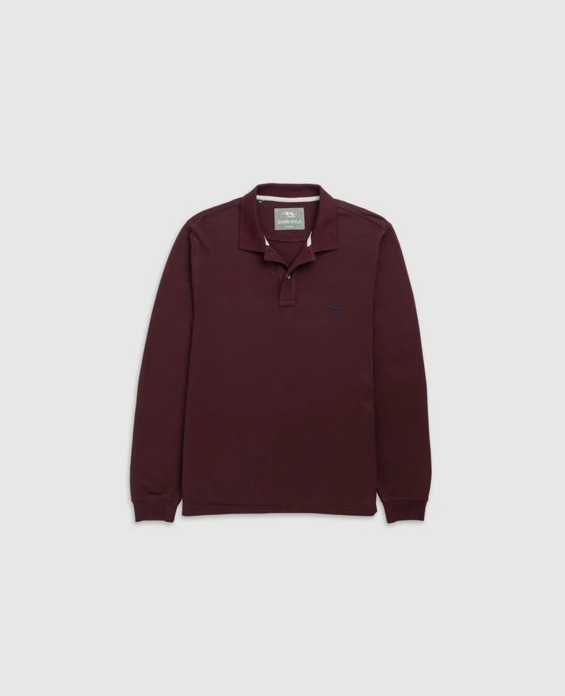 Rodd and Gunn Long Sleeve Sports Fit Gunn Polo Black Fig