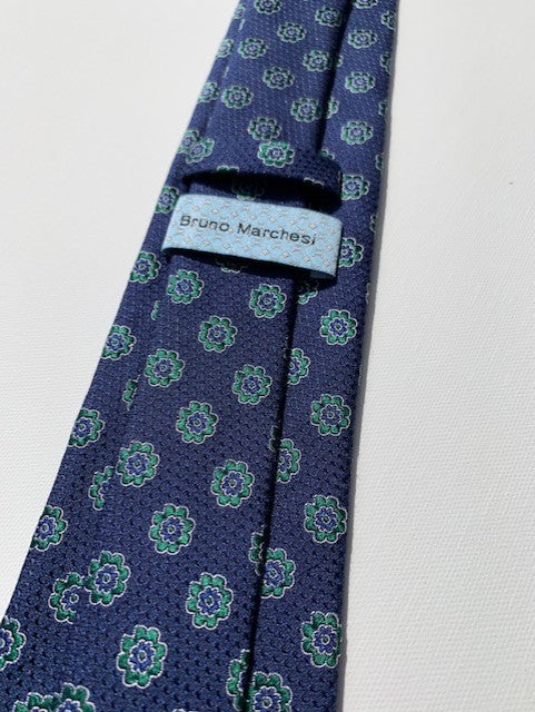 Bruno Marchesi Navy and Green Floral Tie