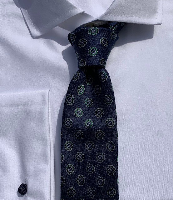 Bruno Marchesi Navy and Green Floral Tie