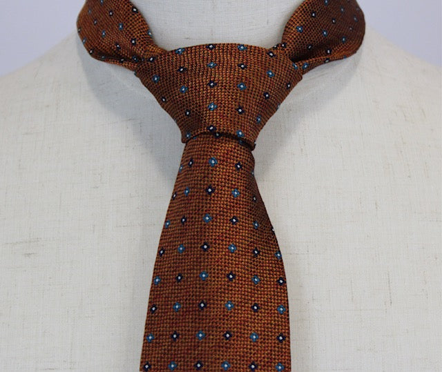 Geoff Nicholson Rust and Green Dot All Silk Tie