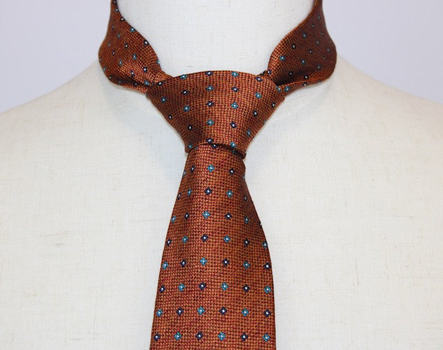 Geoff Nicholson Rust and Green Dot All Silk Tie