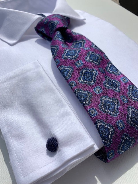 Geoffrey Nicholson Hamstead Collection Tie Made in Italy Purple Medallion