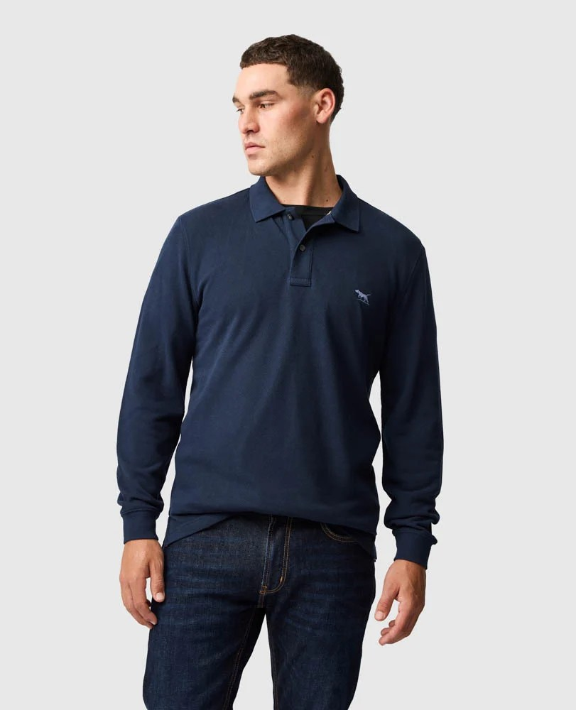 Rodd and Gunn Long Sleeve Sports Fit Gunn Polo Eclipse