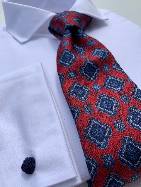 Geoff Nicholson Hamstead Collection Tie Made in Italy Red Medallion