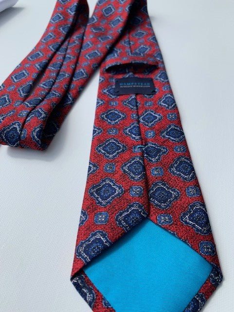 Geoff Nicholson Hamstead Collection Tie Made in Italy Red Medallion