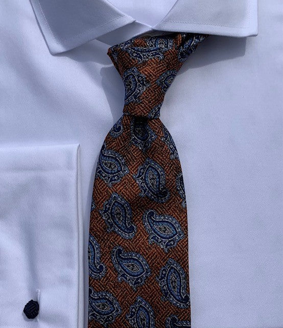 Geoff Nicholson Hamstead Collection Tie Made in Italy Rust Orange Medallion