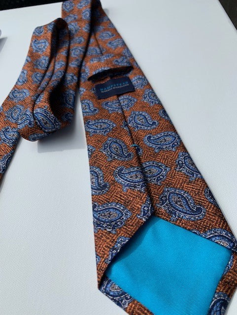 Geoff Nicholson Hamstead Collection Tie Made in Italy Rust Orange Medallion