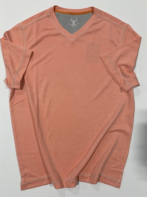 Nicoby Short Sleeve V-Neck Shirt Peach on clearance