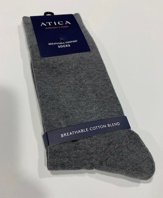 Atica Light Grey with Pink Dots Sock